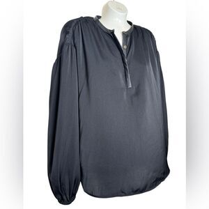 Emily Mccarthy Faux Leather Trim Blouse